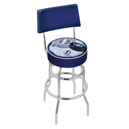 Holland Bar Stool Co 30" Chrome 2-Ring Tampa Bay Lightning Swivel Bar Stool, Back L7C430TBLght-D2